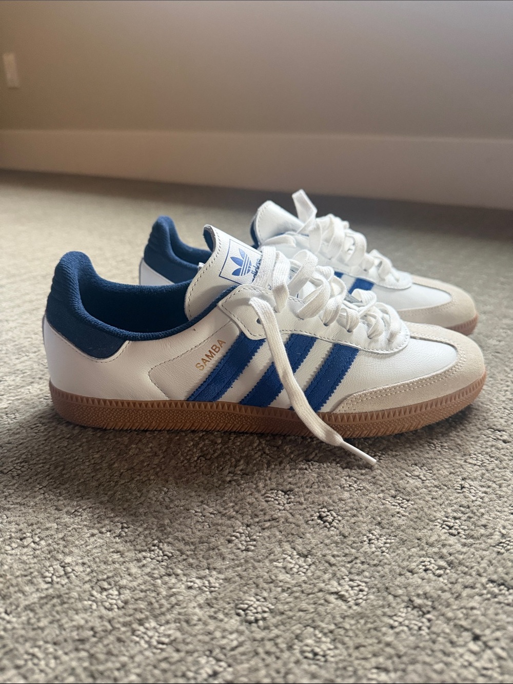Adidas Men’s Samba Shoes in White and Blue